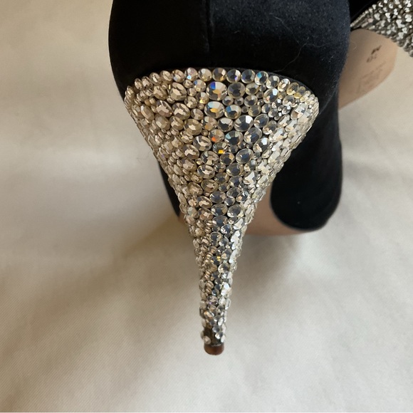 Anne Klein Black Evening Shoes Rhinestone Heels Women Sz 10 VTG 80’s MAKE OFFER! - Picture 4 of 9